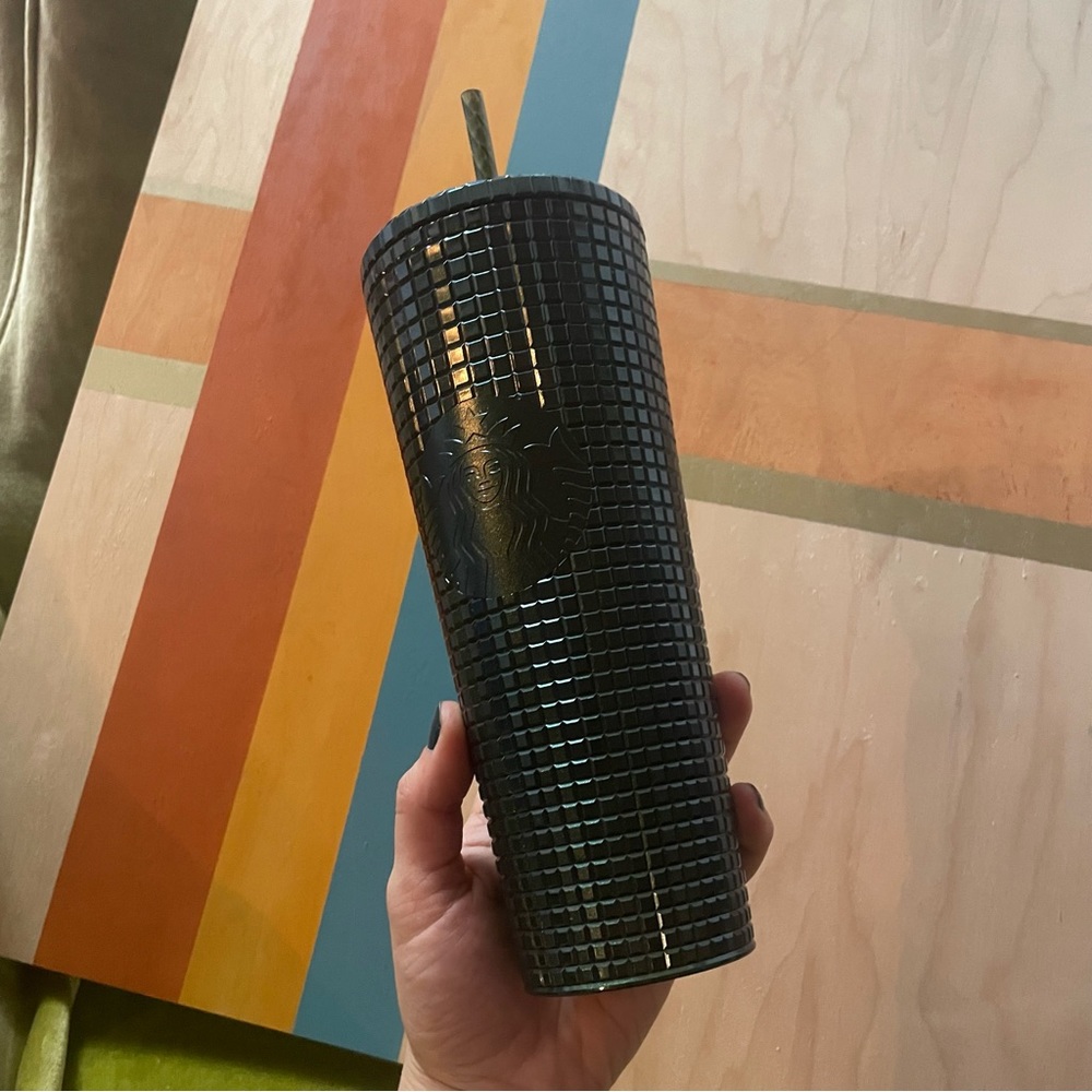 🎄2021 Starbucks Dark Green Grid Holiday Tumbler NWT